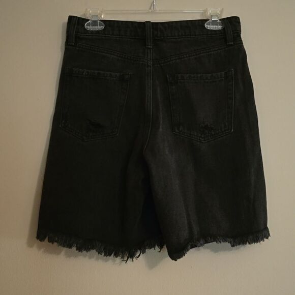 New Wild Fable Women's Size 2 Black High Waist Distressed Jean Shorts Button Fly - Picture 4 of 8